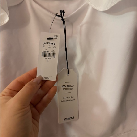 Express White Ruffle Sleeve Crop Top - Picture 2 of 3